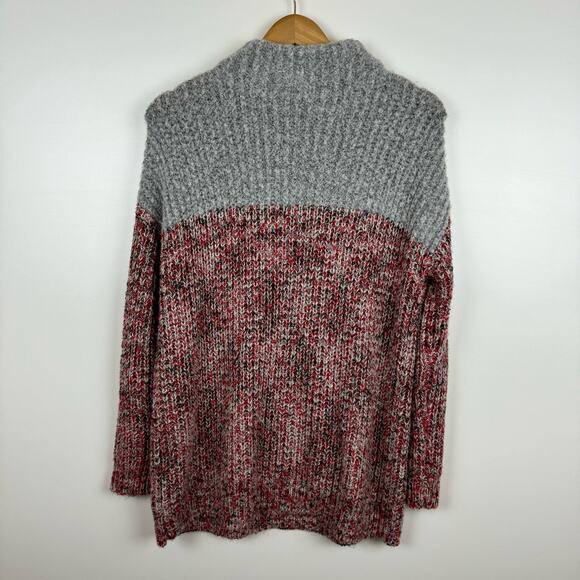 Topshop Womens Textured Knit Colorblock Grey Red Mock Neck Pullover Sweater Sz 8 - Picture 5 of 10